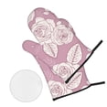 thumbnail image 3 of XMXT Waterproof Oven Mitts and Pot Holders Sets, White Hand Painted Roses Sets Kitchen Cooking Heat Resistant, 4 Pcs, 3 of 8
