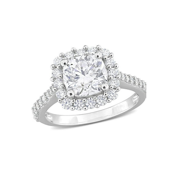 2.71 Carat (Ctw) Lab-Created Halo Moissanite Engagement Ring in Sterling Silver for Women