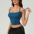 thumbnail image 5 of Bras for Women, Women's Sports Crop Top with Removable Padding, Black and White Trim, Square Back Design Blue S, 5 of 7