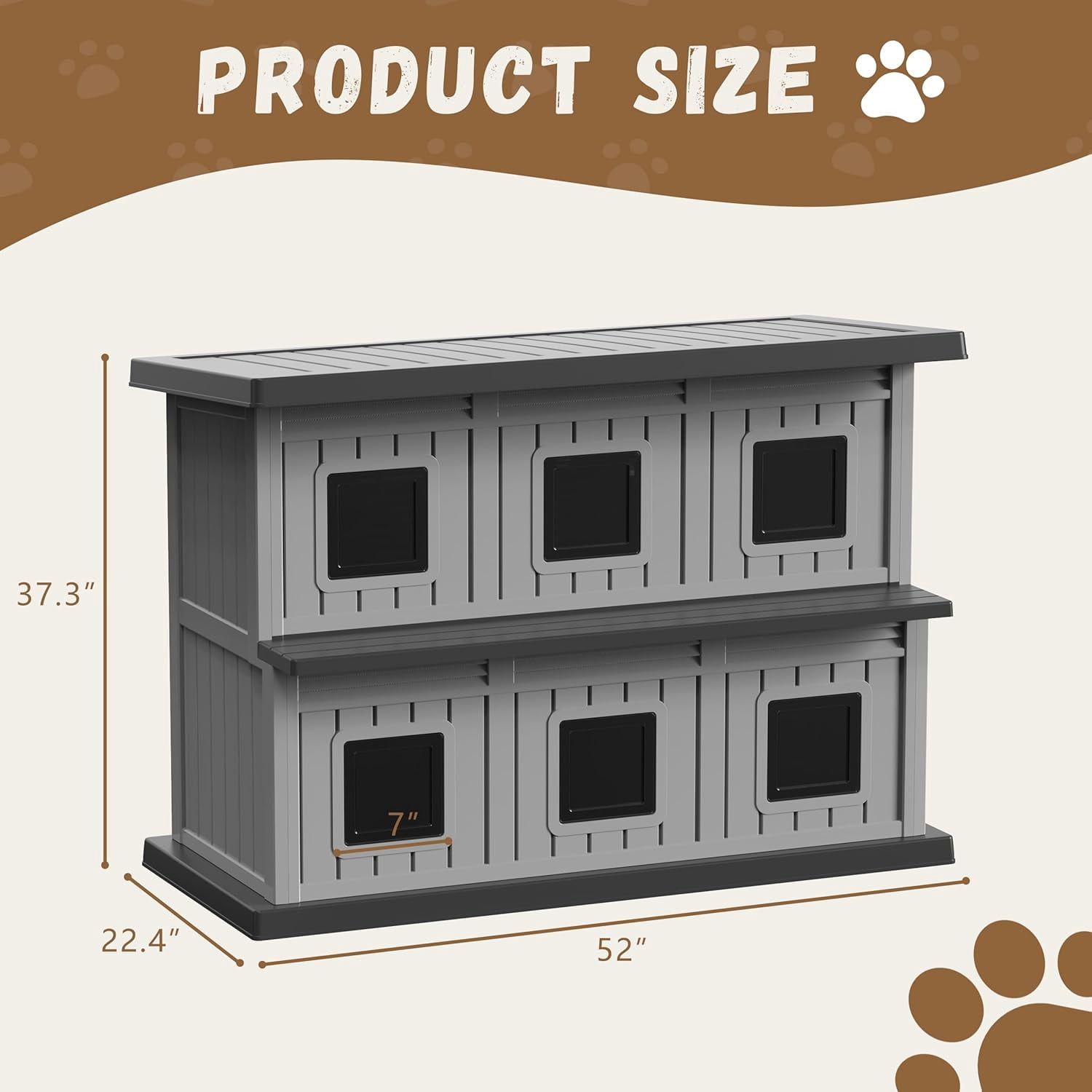 DRATO Outdoor Cat House Resin Double-Decker Cat Houses for Cats Weatherproof Large Space Cat Shelter Indoor & Outdoor Use