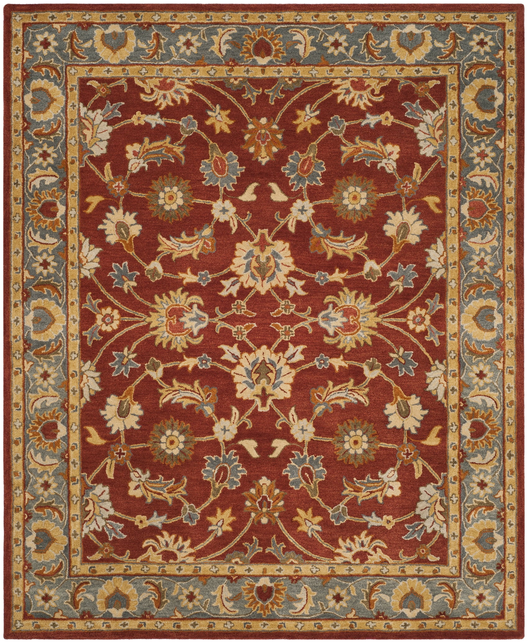 SAFAVIEH Heritage Chauncey Traditional Wool Area Rug, Red/Blue, 9' x 12'