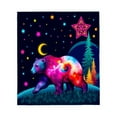thumbnail image 2 of Vibrant Cosmic Bear Flannel Blanket - Soft Warm Pattern for Sofa Travel Bed & Chair - Cozy Night Sky Design, 2 of 5
