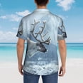 thumbnail image 4 of Fotbe Winter Reindeer In Snowy Mountains Camisa Hawaiana para Hombre Unisex – Camisa Casual de Verano con Botones de Manga Corta de Algodón y Lino,Large, 4 of 7