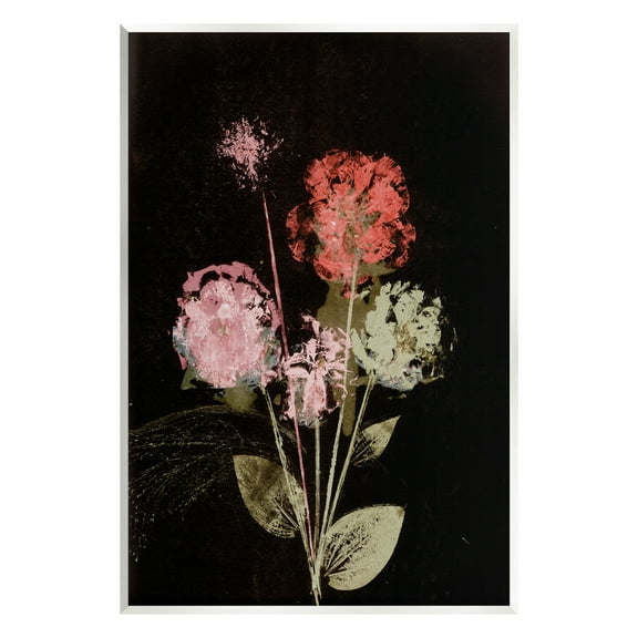 Stupell Industries Rustic Roses on Black Botanical & Floral Painting Unframed Art Print Wall Art, 10 x 15