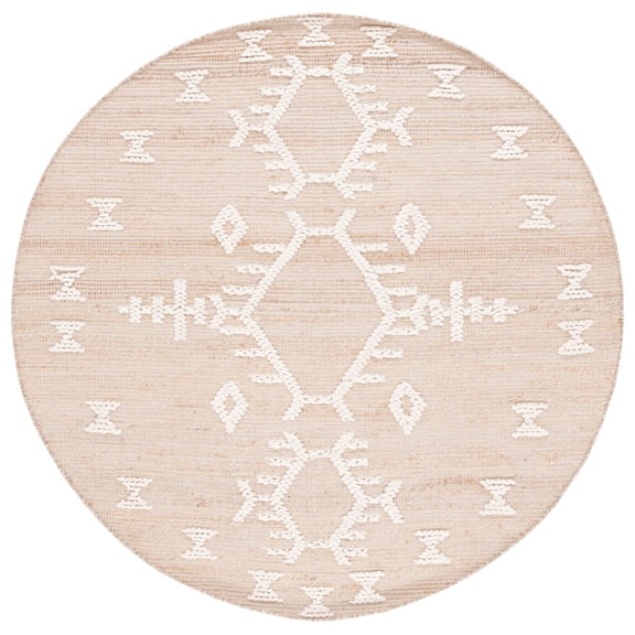 SAFAVIEH Natural Fiber Cleto Geometric Area Rug, Natural/Ivory, 6' x 6' Round