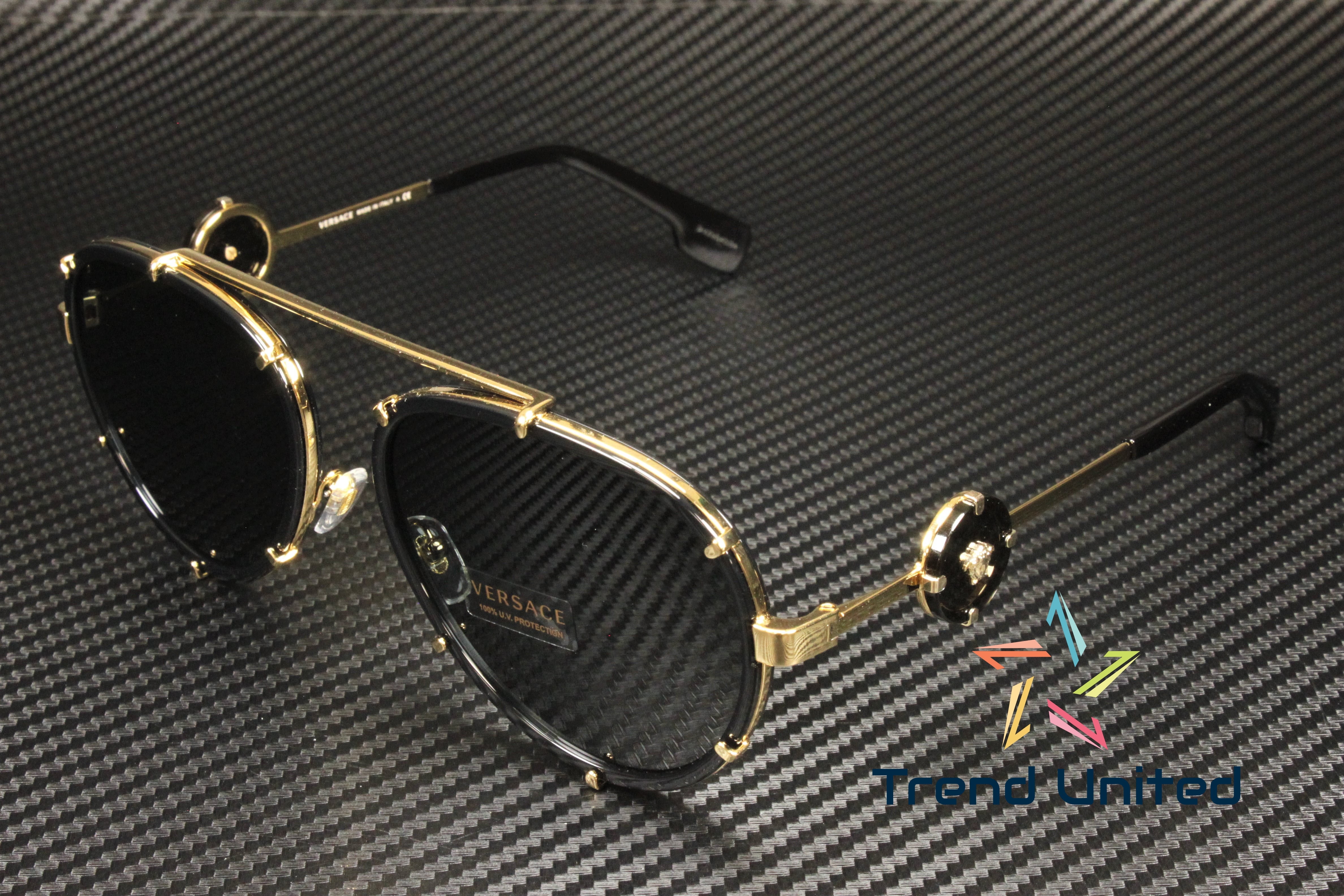 Versace VE 2232 Metal Womens Aviator Sunglasses Black 61mm Adult