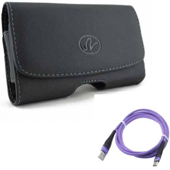 6ft USB-C Cable w Case Belt Clip for Samsung Galaxy S22 Plus,S21,S21 Plus,S21 S20 Plus,S20 Fan Edition,Fan FE 5G - Purple Type-C Charger Cord, Leather Swivel Holster