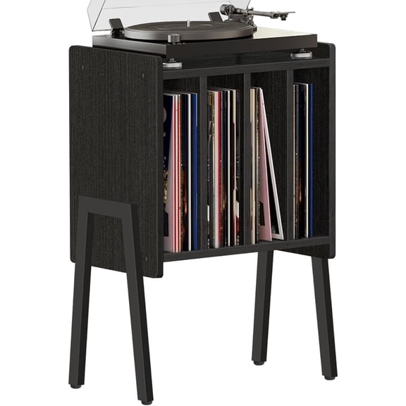 Record Player Stand, Record Storage Table, End Table with Vinyl Holder Display Shelf, Side Table, Turntable Stand, Nightstand (Greige)