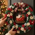 thumbnail image 3 of 3D Christmas Fabric Poke Wreath DIY Kit, Fabric Poke Art Kit for Adults, Christmas Wreath DIY No-sew Craft Kits, Classic Holiday Wreath Craft Gift for Door and Wall Home Display, 3 of 5