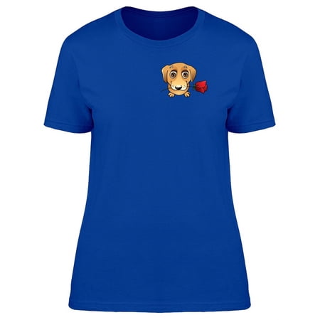 Cute Puppy With A Rose T-Shirt Women -Image by Shutterstock Female x-Large