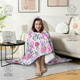 thumbnail image 4 of Wearable Blanket,Pink Breast Cancer Hooded Wearable Sherpa Blanket for Adults & Teens,Winter Poncho Shawl Wrap Cape Thick Warm,50"x60", 4 of 5