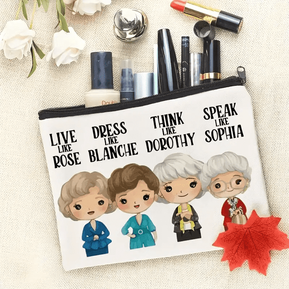 Golden Inspired Gifts for Women Friend TV Show Inspire Makeup Bag– Women’s Travel Toiletry Cosmetic Pouch with Inspirational Quotes