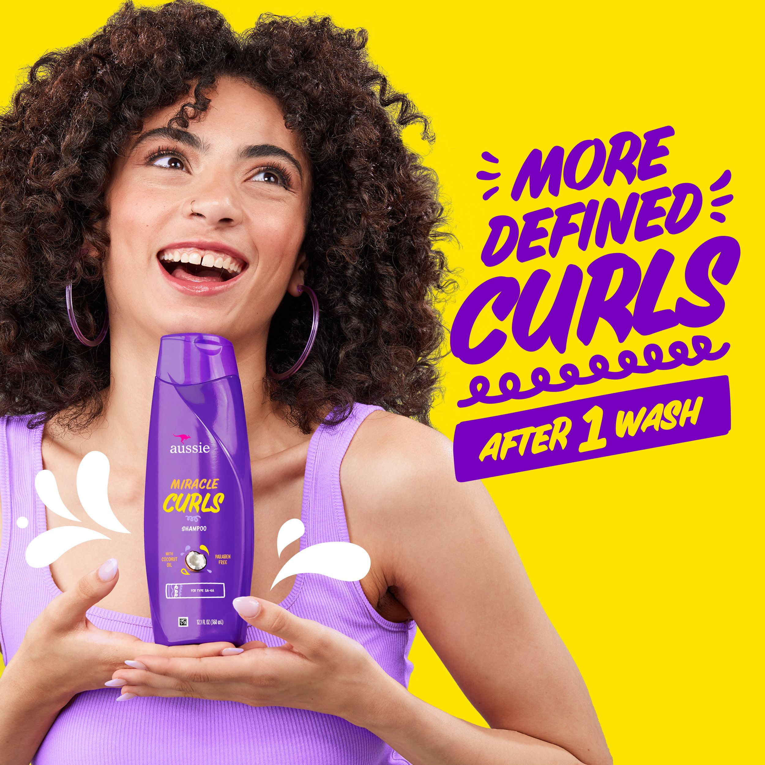 Aussie Miracle Curls with Coconut & Jojoba Oil, Paraben Free Shampoo, 360 mL