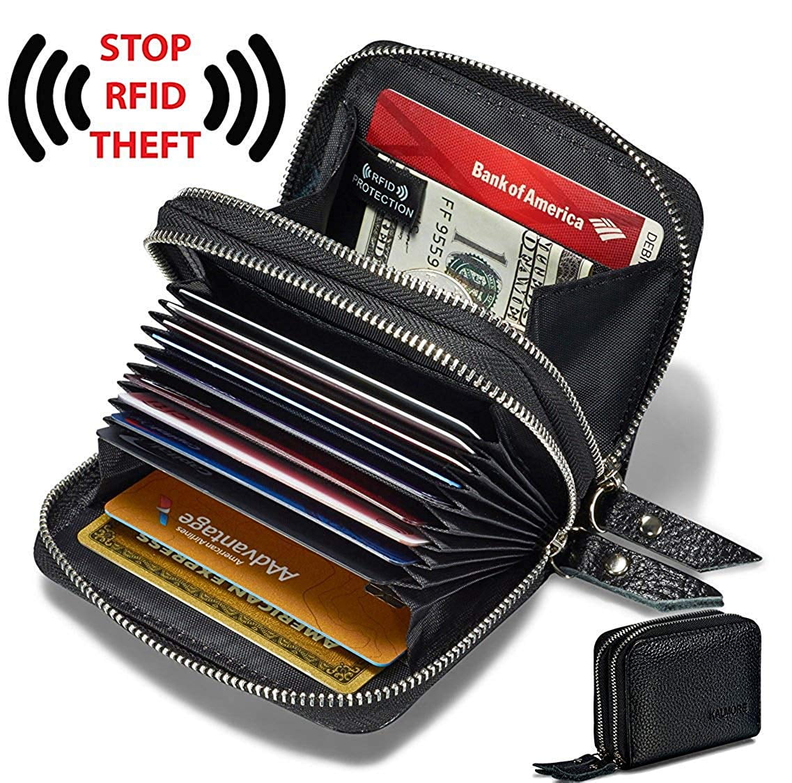 Men/'s Genuine Leather Retro Billfold Wallet RFID Blocking Card Holder Coin Purse