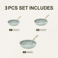 thumbnail image 2 of Chef Power 3 Pcs Non-Stick Ceramic Pots and Pans Set, with Stainless Steel Light Gold Handles, Sage Green, Dishwasher and Oven Safe, 2 of 4