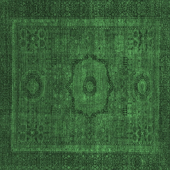 Ahgly Company Indoor Square Abstract Emerald Green Modern Area Rugs, 4' Square
