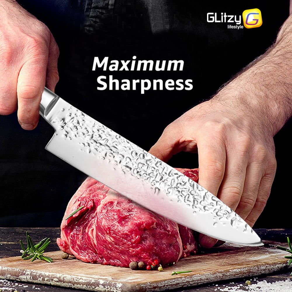 4-Piece Forged Chef Knife for Kitchen High Carbon Stainless Steel Japanese Knife Set with Sheath Sharp Meat Cutting Vegetable Slicing Cutter