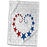 3D Rose Flying Doves with Words Peace and Love in Blue and White Hand Towel 15 x 22 Multicolor