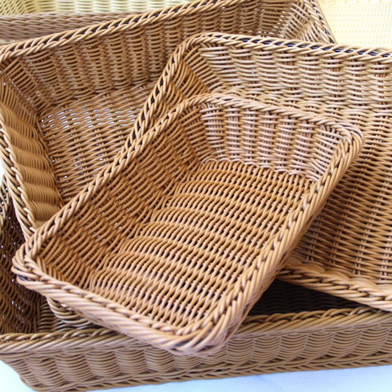 Details about   Home Square Artificial Rattan Harden Storage Basket Organizer Food Fruit Bins 