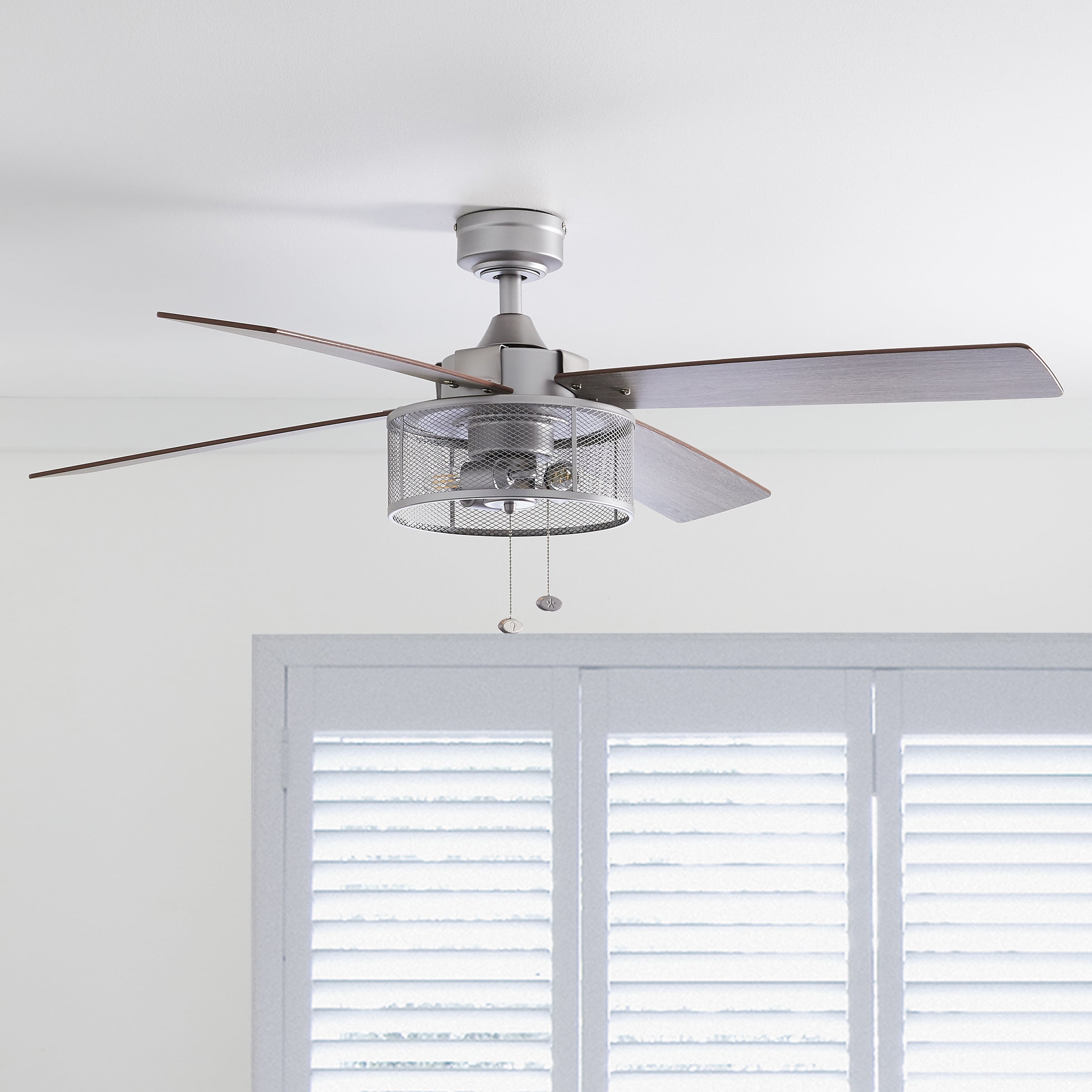 Better Homes & Gardens 52" Pewter Indoor Ceiling Fan with Light, 4 Blades, Pull Chains & Reverse Airflow