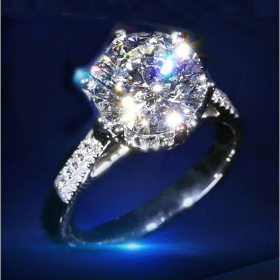 GKNET Shiny 3 Carat Zircon 925 Silver Rings Womens Wedding Engagement Rings-5
