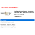 thumbnail image 2 of Headlight Dimmer Switch - Compatible with 1978, 1982 - 2002 Pontiac Firebird 1983 1984 1985 1986 1987 1988 1989 1990 1991 1992 1993 1994 1995 1996 1997 1998 1999 2000 2001, 2 of 2