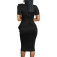 thumbnail image 2 of YUSHO Women Fashion Peplum Bodycon Short Sleeve Bow Club Ruffle Pencil Party Dress, 2 of 7