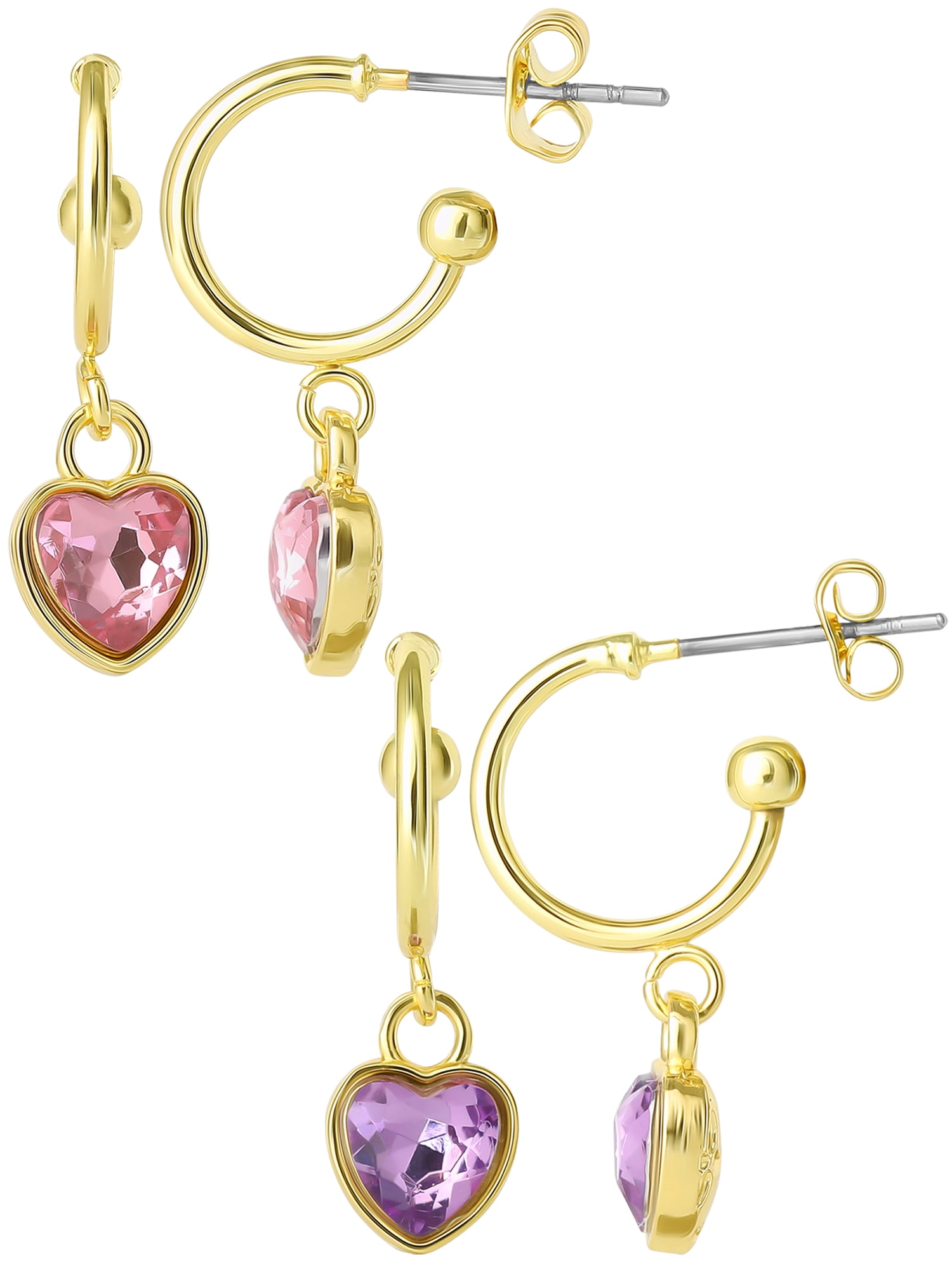 Celebrity Pink Women’s Heart Hoop Earring Set, Two Pairs