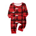 thumbnail image 2 of Family Matching Christmas Pajamas, Merry Christmas Letter Print Long Sleeve Tops with Plaid Pants, Holiday Sleepwear for Family, 2 of 4