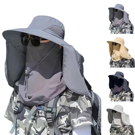 Lumtrix Sun Hat for Men and Women Wide Brim Breathable Fish Hat with Neck Flap and Breathable Face Hiking hat Black One Size