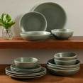 thumbnail image 4 of Gibson Elite Zion Mist 16 Piece Stoneware Reactive Glaze (Service for 4) Ceramic Plates and Bowls Modern Organic Dinnerware Set - Green, 4 of 16