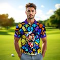 thumbnail image 5 of HOMYGIFTS Custom Face Stained Glass Golf Polo Shirt, Personalized Men’s Short Sleeve Sports Polo with Photo, Colorful Artistic Print, 5 of 10