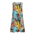 thumbnail image 5 of lcziwo Hawaiian Dresses for Women with Pockets Cotton Linen Hawaii Print Crew Neck Sleeveless Tank Dress Casual Holiday Sundresses Multicolor L, 5 of 5
