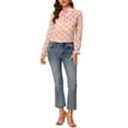 thumbnail image 2 of Unique Bargains Femmes Semi-Transparente Cravate Cou Blouse Volant Élégant Floral Haut, 2 of 6