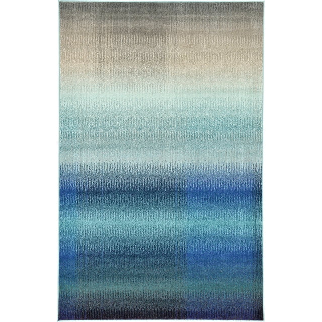 Unique Loom Tapis Abstrait Vibrant de la Collection Estrella, 5 x 8 Pieds, Bleu/beige