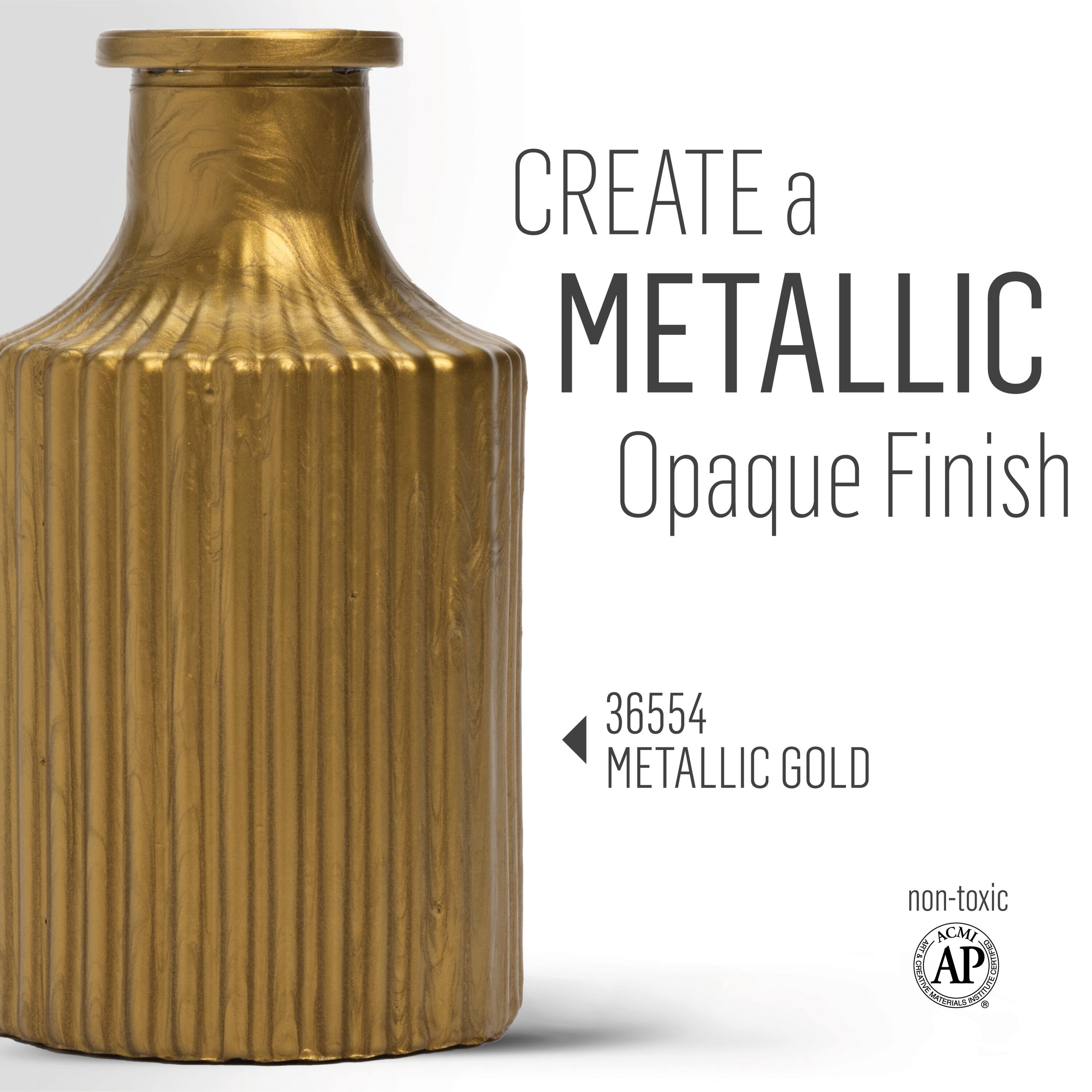 (2 pack) FolkArt Murano Metallic Acrylic Glass Paint, 2 fl oz, Metallic Gold