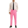 thumbnail image 2 of INSPIRE CHIC Polka Dots Dress Pants for Men's Flat Front Printed Trousers 34 Pink, 2 of 4