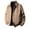 A#Khaki, variant on DPTALR Men's Classic Round Neck Leather Jacket Solid Color Long Sleeve with Zipper Pockets,Coffee, L
