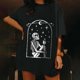 thumbnail image 5 of Puntoco Mujer Damas Mangas con hombros caídos Camiseta de manga corta suelta con estampado de calavera retro desgastado Puntoco Puntoco-4392, 5 of 6