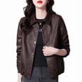 thumbnail image 4 of Yangnuo Womens Fashion Buttoned Lapel Leather Jackets 2025 Fall Winter Women's Leather Jacket Short Lining Fabric Leather Jacket Fashionable And Motorcycle Leather Jacket Women's, 4 of 4
