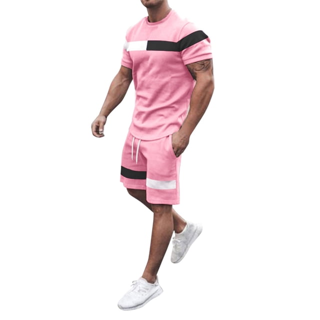 Men's Suit Set for Men Product Category and Title Optimized Description | Athletic Two-Piece Tracksuit with Striped Squares Design for