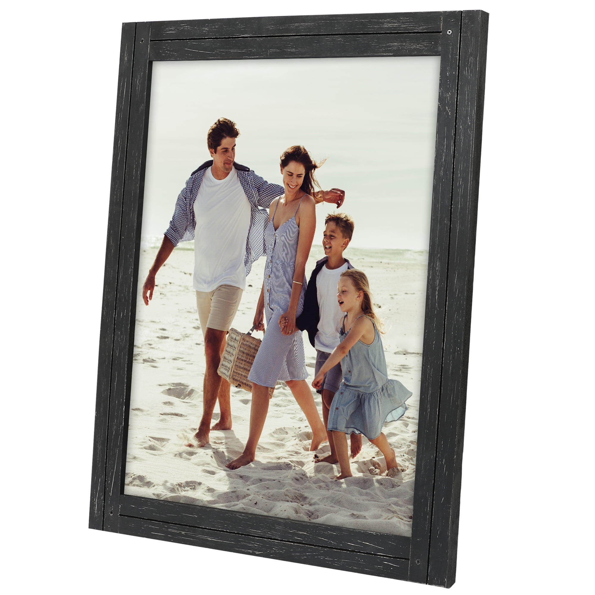 Americanflat 16x20 Picture Frame with Polished Plexiglass Hampton Collection Distressed Wall - Charcoal Black