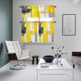 thumbnail image 4 of Yellow Gray Kitchen Curtains Sets for Windows 24 Inch Length, Oil Painting Abstract Modern Geometric Rod Pocket Window Treatments Tier Curtains and Valances Set for Bedroom/Bathroom, 4 of 8