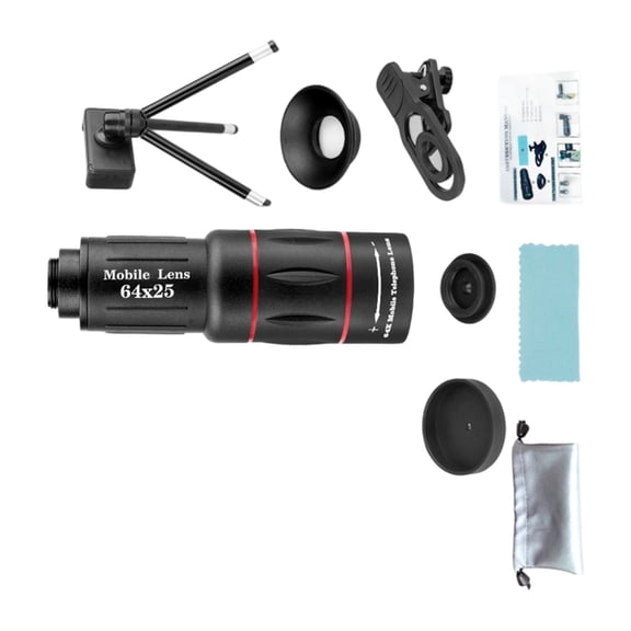 18/28/36/64X Telephoto Lens Clip Type Telescope Telephoto Phone Lens Aluminum Photography Lens for Most Smartphones