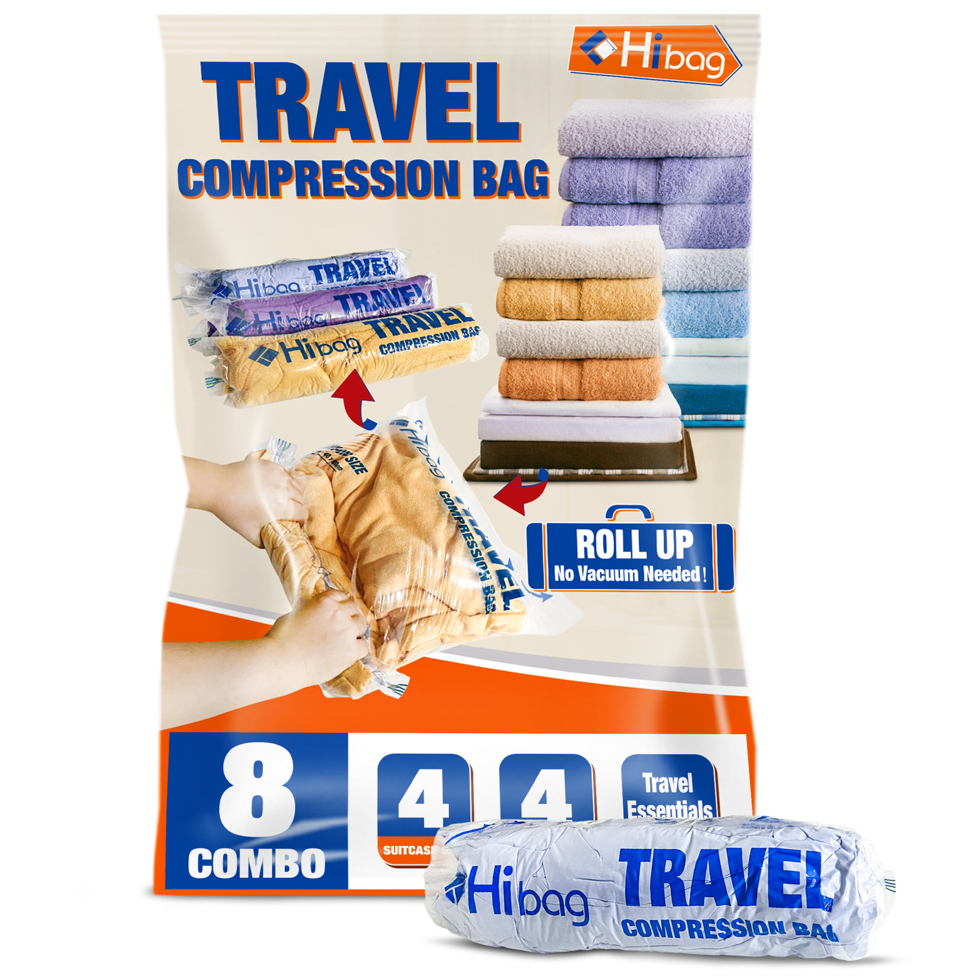 10P travel compression bags for packing, Travel vacuum bags with pump,  space bags vacuum storage bags for clothing, packing bags for suitcases,  cruise