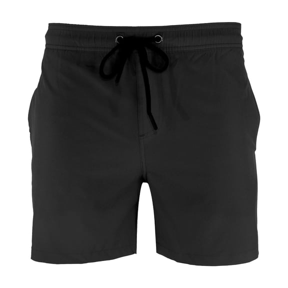 AC Basics Men's Swim Trunks Swim Shorts Quick Dry 5 inch Inseam Beach Shorts with Compression Liner and Zipper Pocket (Black, Small)