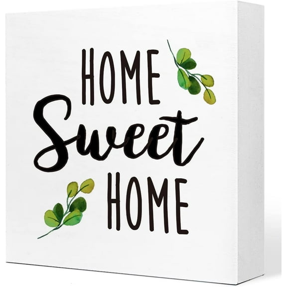 Home Sweet Home Wooden Sign Desk Decor,Funny Home Wood Block Sign Desk Decorations For Home Bedroom Living Room Cubicle Desk Shelf Table Decor 5x5 Inch