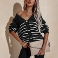 thumbnail image 2 of Suéter Cárdigan Para Mujer, Cárdigan De Manga Larga Suave Para La Piel Para La Oficina ANGGREK Color Negro Raya Blanca XL, 2 of 8