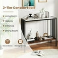 thumbnail image 2 of Resenkos 36-Inch 2-Tier Industrial Console Table - Sturdy Sintered Stone Top, Stylish Accent Piece, White + Rustic Brown + Black, 2 of 8