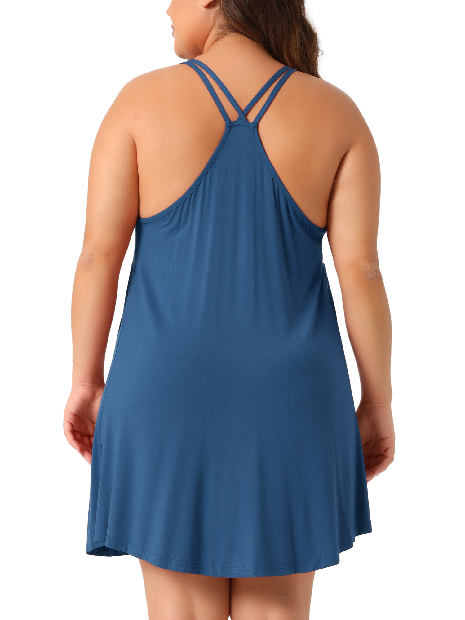 DARING DIVA Women's Plus Elegant V Neck Chemise Nightgown 3X Blue